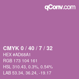 カラーコード: CMYK 0 / 40 / 7 / 32 | qconv.com