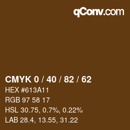 カラーコード: CMYK 0 / 40 / 82 / 62 | qconv.com