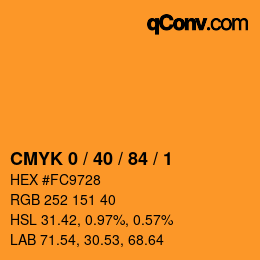 カラーコード: CMYK 0 / 40 / 84 / 1 | qconv.com