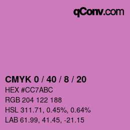 カラーコード: CMYK 0 / 40 / 8 / 20 | qconv.com