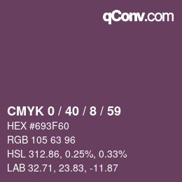 カラーコード: CMYK 0 / 40 / 8 / 59 | qconv.com