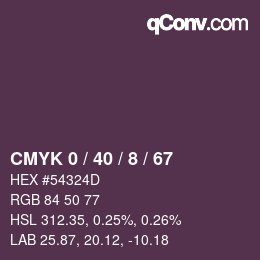 カラーコード: CMYK 0 / 40 / 8 / 67 | qconv.com