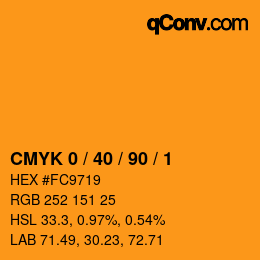カラーコード: CMYK 0 / 40 / 90 / 1 | qconv.com