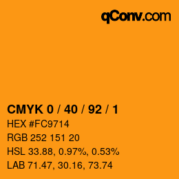 カラーコード: CMYK 0 / 40 / 92 / 1 | qconv.com