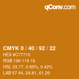 カラーコード: CMYK 0 / 40 / 92 / 22 | qconv.com
