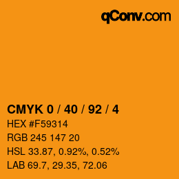 カラーコード: CMYK 0 / 40 / 92 / 4 | qconv.com