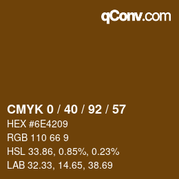 颜色代码: CMYK 0 / 40 / 92 / 57 | qconv.com