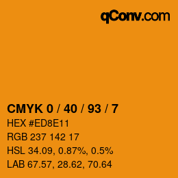 Farbcode: CMYK 0 / 40 / 93 / 7 | qconv.com