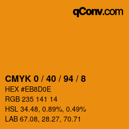 颜色代码: CMYK 0 / 40 / 94 / 8 | qconv.com