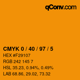 カラーコード: CMYK 0 / 40 / 97 / 5 | qconv.com