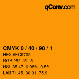 カラーコード: CMYK 0 / 40 / 98 / 1 | qconv.com
