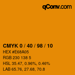 カラーコード: CMYK 0 / 40 / 98 / 10 | qconv.com