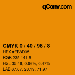 カラーコード: CMYK 0 / 40 / 98 / 8 | qconv.com