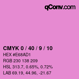 カラーコード: CMYK 0 / 40 / 9 / 10 | qconv.com