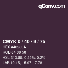 カラーコード: CMYK 0 / 40 / 9 / 75 | qconv.com