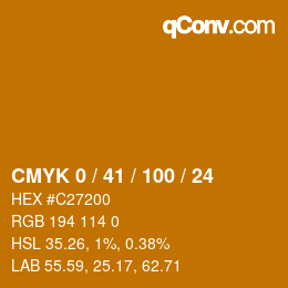 颜色代码: CMYK 0 / 41 / 100 / 24 | qconv.com