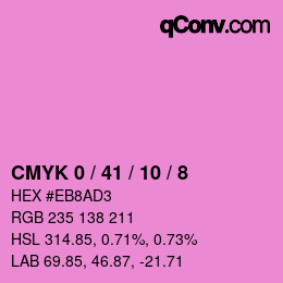 カラーコード: CMYK 0 / 41 / 10 / 8 | qconv.com
