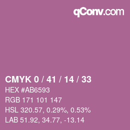 カラーコード: CMYK 0 / 41 / 14 / 33 | qconv.com