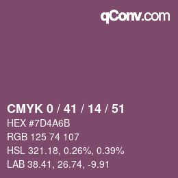 カラーコード: CMYK 0 / 41 / 14 / 51 | qconv.com