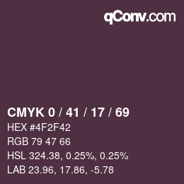 カラーコード: CMYK 0 / 41 / 17 / 69 | qconv.com