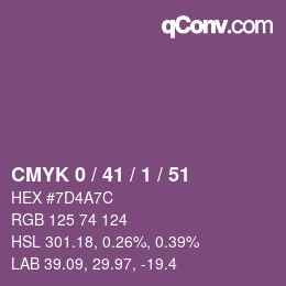 颜色代码: CMYK 0 / 41 / 1 / 51 | qconv.com