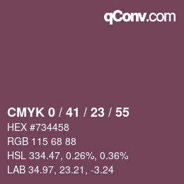 Color code: CMYK 0 / 41 / 23 / 55 | qconv.com