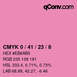 カラーコード: CMYK 0 / 41 / 23 / 8 | qconv.com