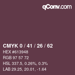 颜色代码: CMYK 0 / 41 / 26 / 62 | qconv.com