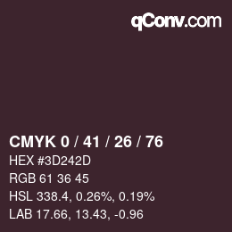 カラーコード: CMYK 0 / 41 / 26 / 76 | qconv.com