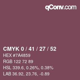 カラーコード: CMYK 0 / 41 / 27 / 52 | qconv.com