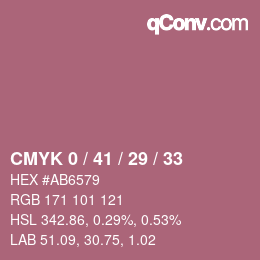 Farbcode: CMYK 0 / 41 / 29 / 33 | qconv.com