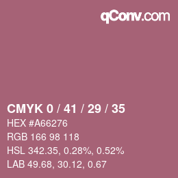 Farbcode: CMYK 0 / 41 / 29 / 35 | qconv.com