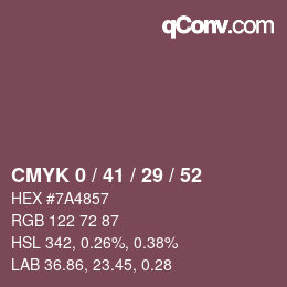 Farbcode: CMYK 0 / 41 / 29 / 52 | qconv.com