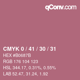 Farbcode: CMYK 0 / 41 / 30 / 31 | qconv.com