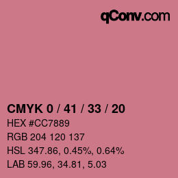 カラーコード: CMYK 0 / 41 / 33 / 20 | qconv.com