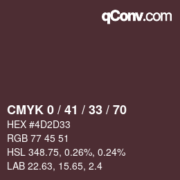 Color code: CMYK 0 / 41 / 33 / 70 | qconv.com
