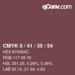 Color code: CMYK 0 / 41 / 35 / 54 | qconv.com