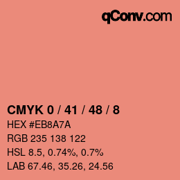 カラーコード: CMYK 0 / 41 / 48 / 8 | qconv.com