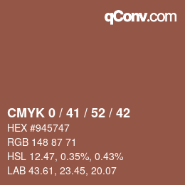 カラーコード: CMYK 0 / 41 / 52 / 42 | qconv.com