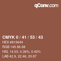 Code couleur: CMYK 0 / 41 / 53 / 43 | qconv.com