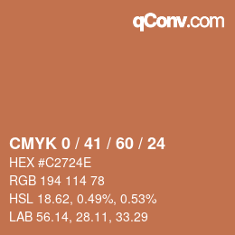 カラーコード: CMYK 0 / 41 / 60 / 24 | qconv.com