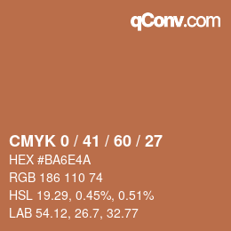 カラーコード: CMYK 0 / 41 / 60 / 27 | qconv.com