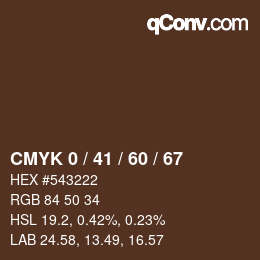 颜色代码: CMYK 0 / 41 / 60 / 67 | qconv.com