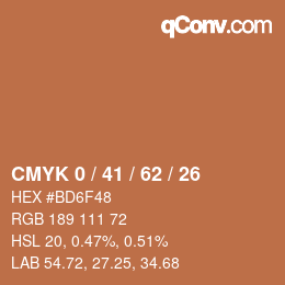 Color code: CMYK 0 / 41 / 62 / 26 | qconv.com