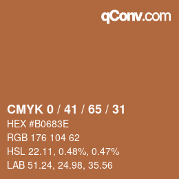 カラーコード: CMYK 0 / 41 / 65 / 31 | qconv.com