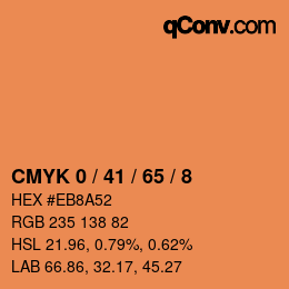 カラーコード: CMYK 0 / 41 / 65 / 8 | qconv.com