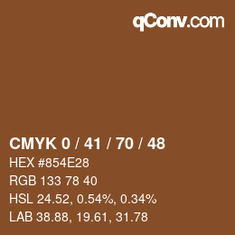 カラーコード: CMYK 0 / 41 / 70 / 48 | qconv.com