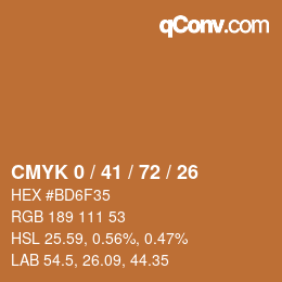 Color code: CMYK 0 / 41 / 72 / 26 | qconv.com