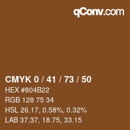 颜色代码: CMYK 0 / 41 / 73 / 50 | qconv.com