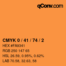カラーコード: CMYK 0 / 41 / 74 / 2 | qconv.com